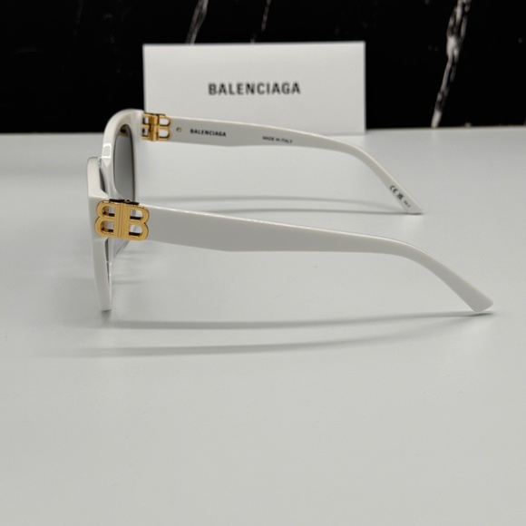 NEW BB0103SA 006 BALENCIAGA WHITE GREY WOMEN BALENCIAGA SUNGLASSES - Picture 6 of 11